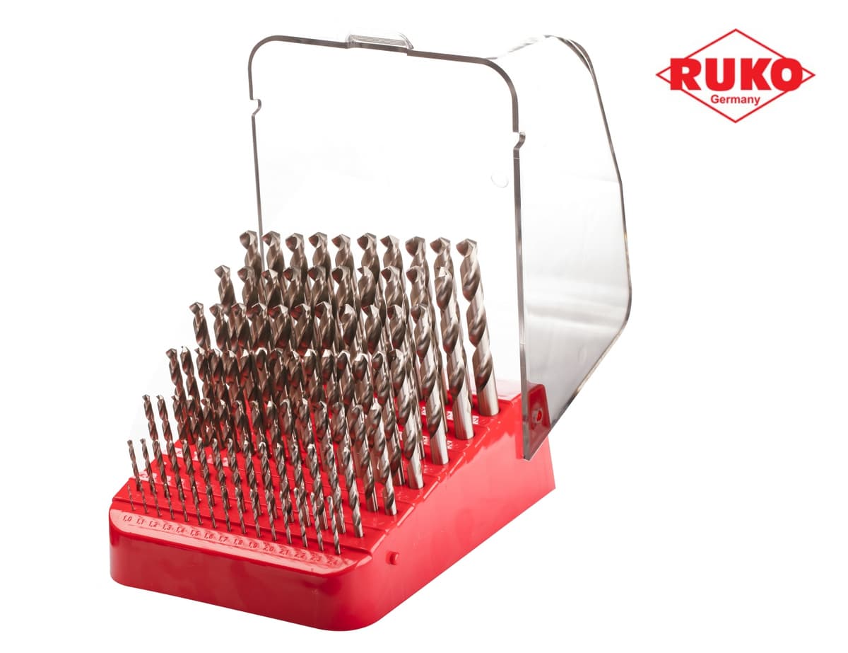 Набор сверл RUKO HSS-G 118° DIN338 1,0-10,0 мм 91 шт 214223