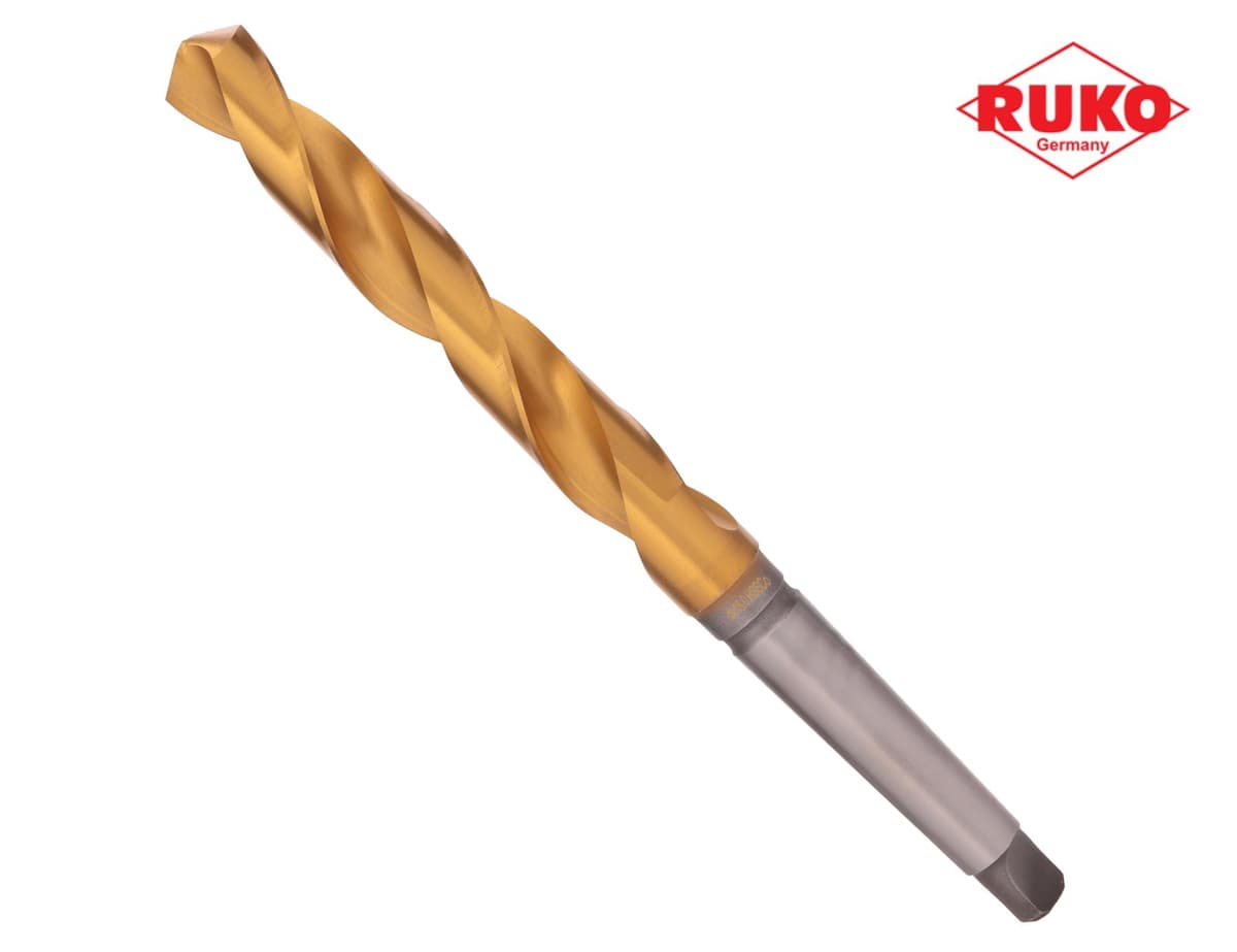Сверло с коническим хвостовиком RUKO HSSE-Co5 TiN 18,0x228/130 мм DIN345 h8 6xD 118° KM2 204180T