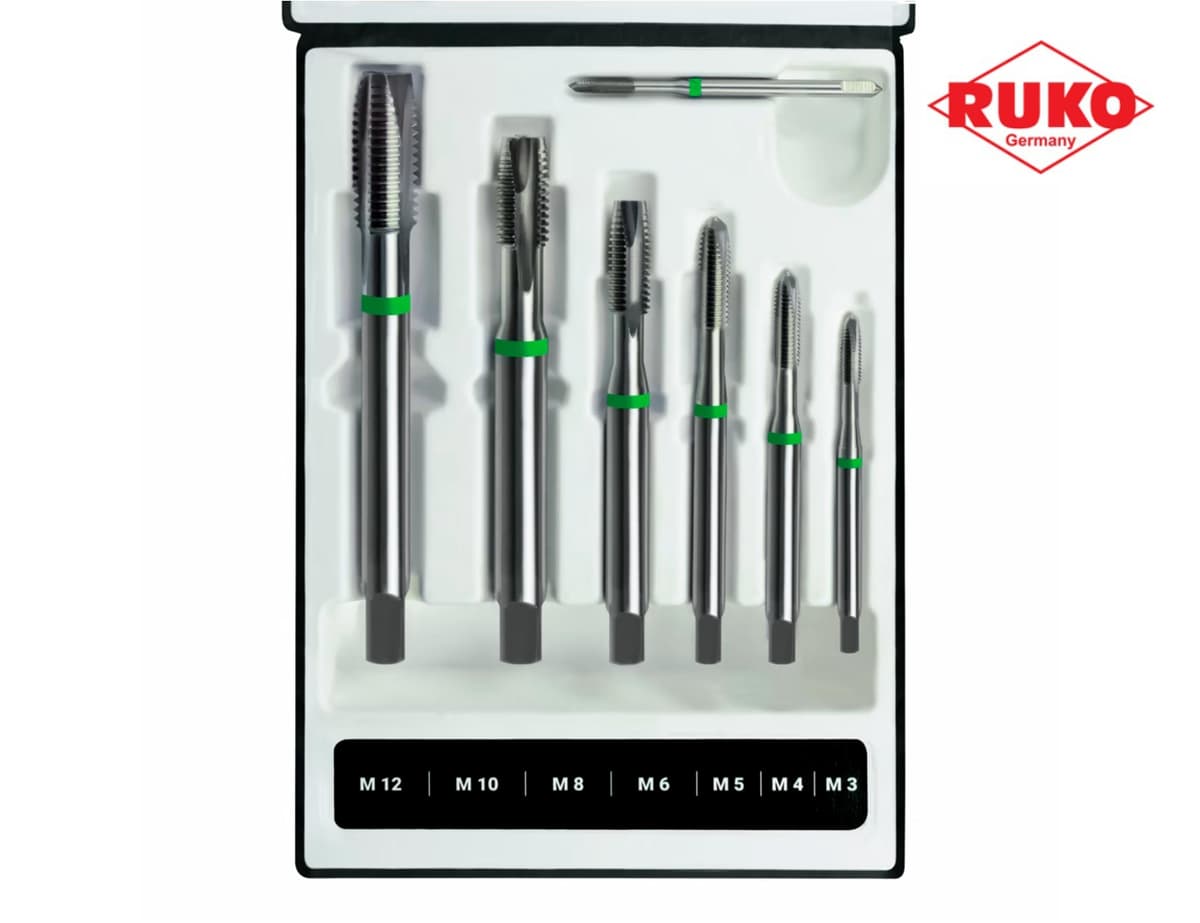 Набор машинных метчиков RUKO 7 предметов M3-M12 HSSE DIN371/376 245061RK