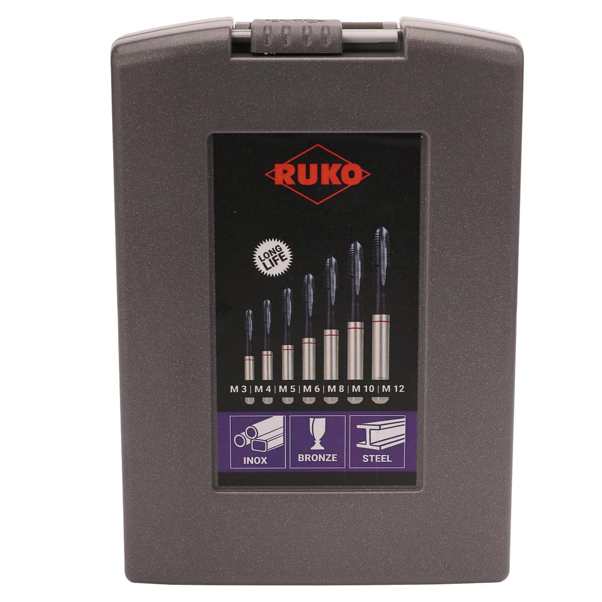 Набор машинных метчиков RUKO 7 предметов M3-M12 HSSE-TiALN DIN371/376 245068RO