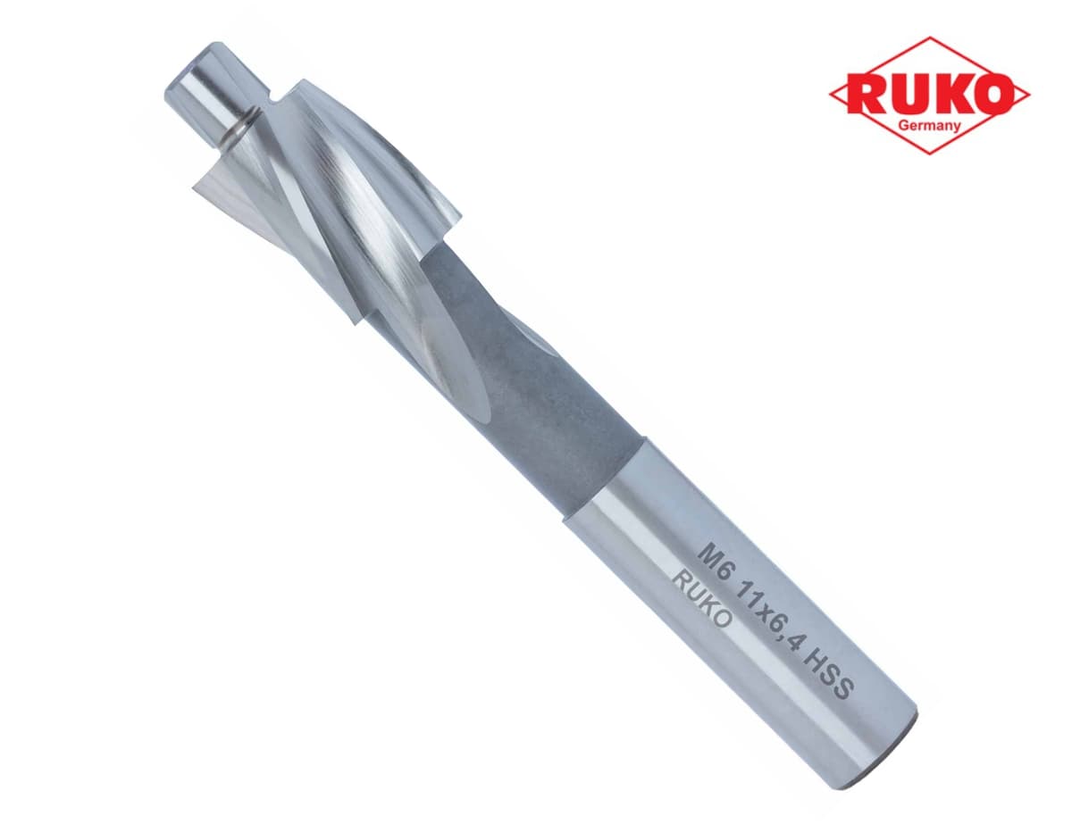Цековка (проходная чистовая) RUKO HSS-G ц/х M6 6,4/11 мм DIN373 180° 102404