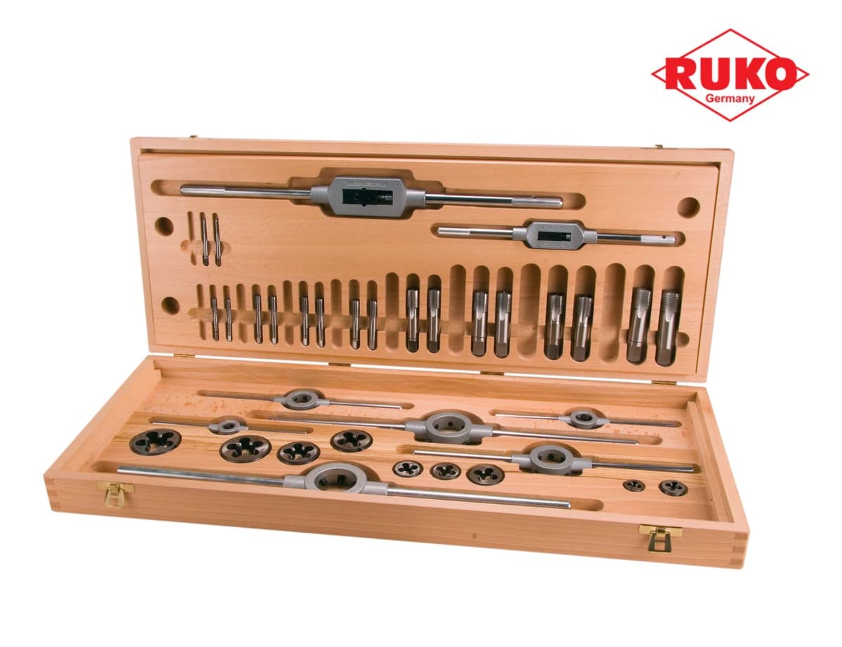 Набор метчиков и плашек RUKO 35 предметов UNC 1/4"-1,0" HSS-G 245073