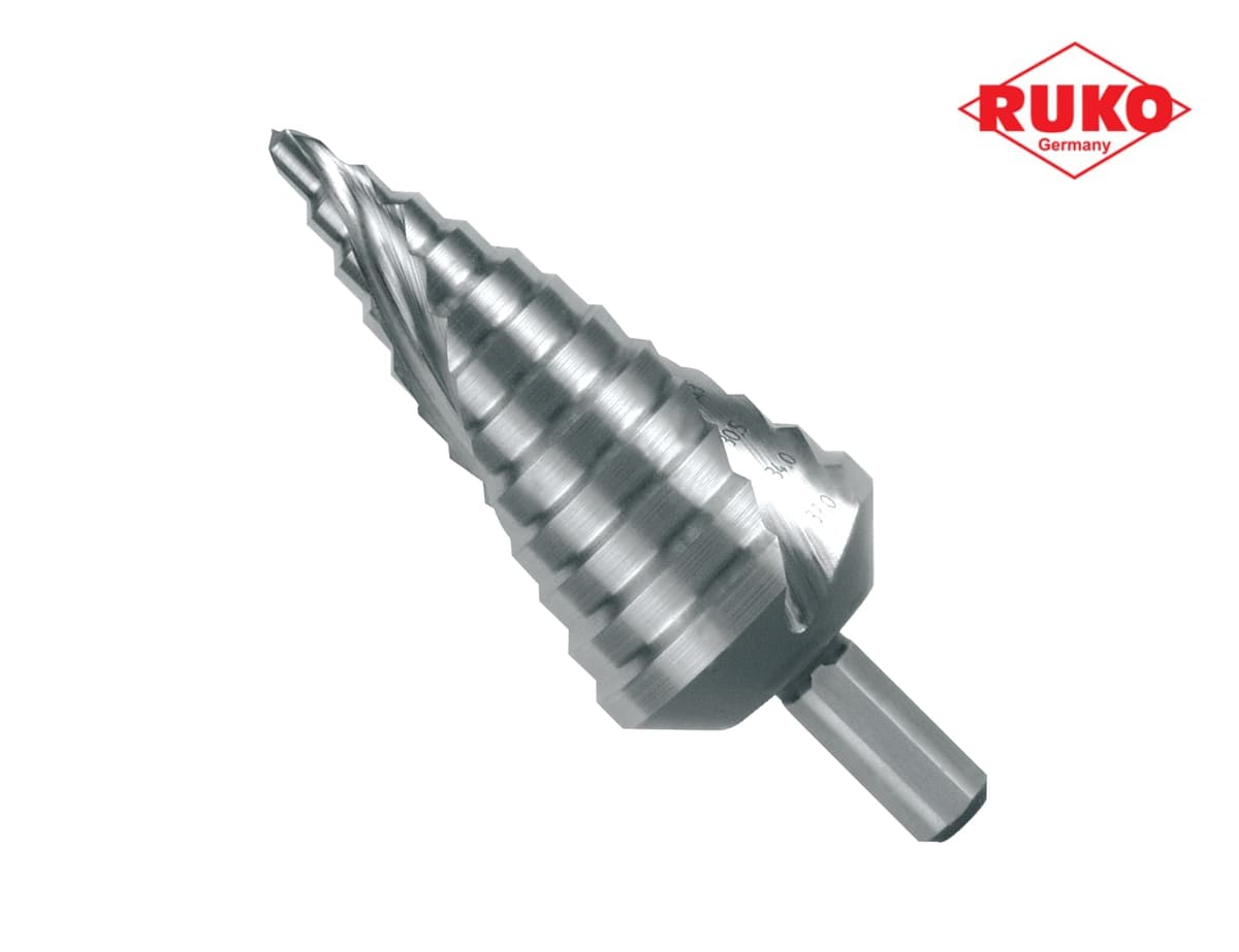 Сверло ступенчатое по металлу RUKO HSSE-Co5 VA 6,0-37,0 мм 12 ступ. L=100 мм d=10 мм 101060E