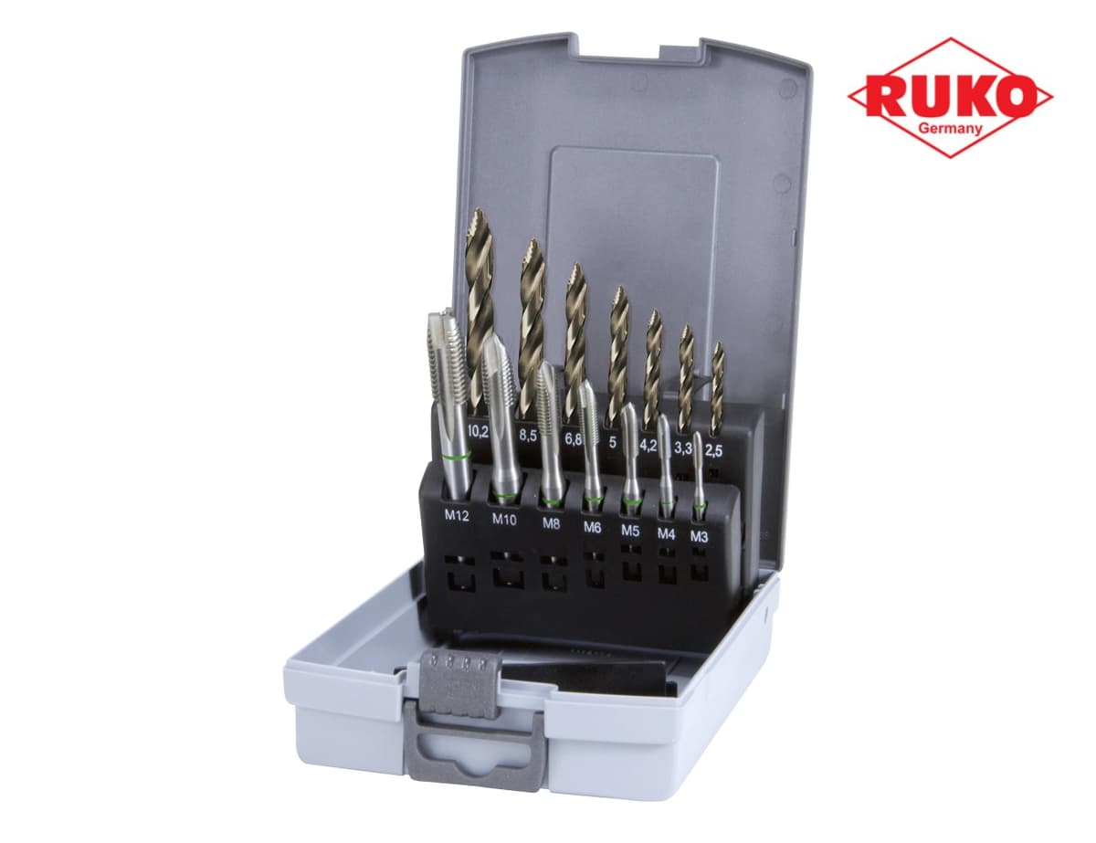 Набор машинных метчиков RUKO 14 предметов M3-M12 HSSE DIN371/376 259048ERO