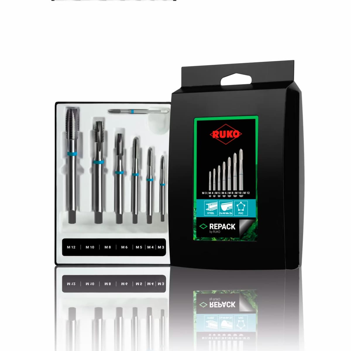 Набор машинных метчиков RUKO 7 предметов M3-M12 HSS-G DIN371/376 245057RK