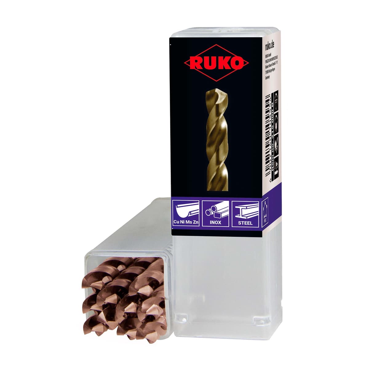 Сверло по металлу RUKO HSSE-Co5 VA 8,6x125/81 мм DIN338 h8 5xD 130° 215086