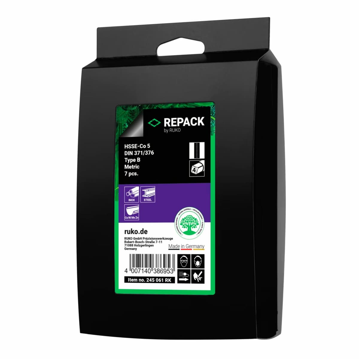 Набор машинных метчиков RUKO 7 предметов M3-M12 HSSE DIN371/376 245061RK