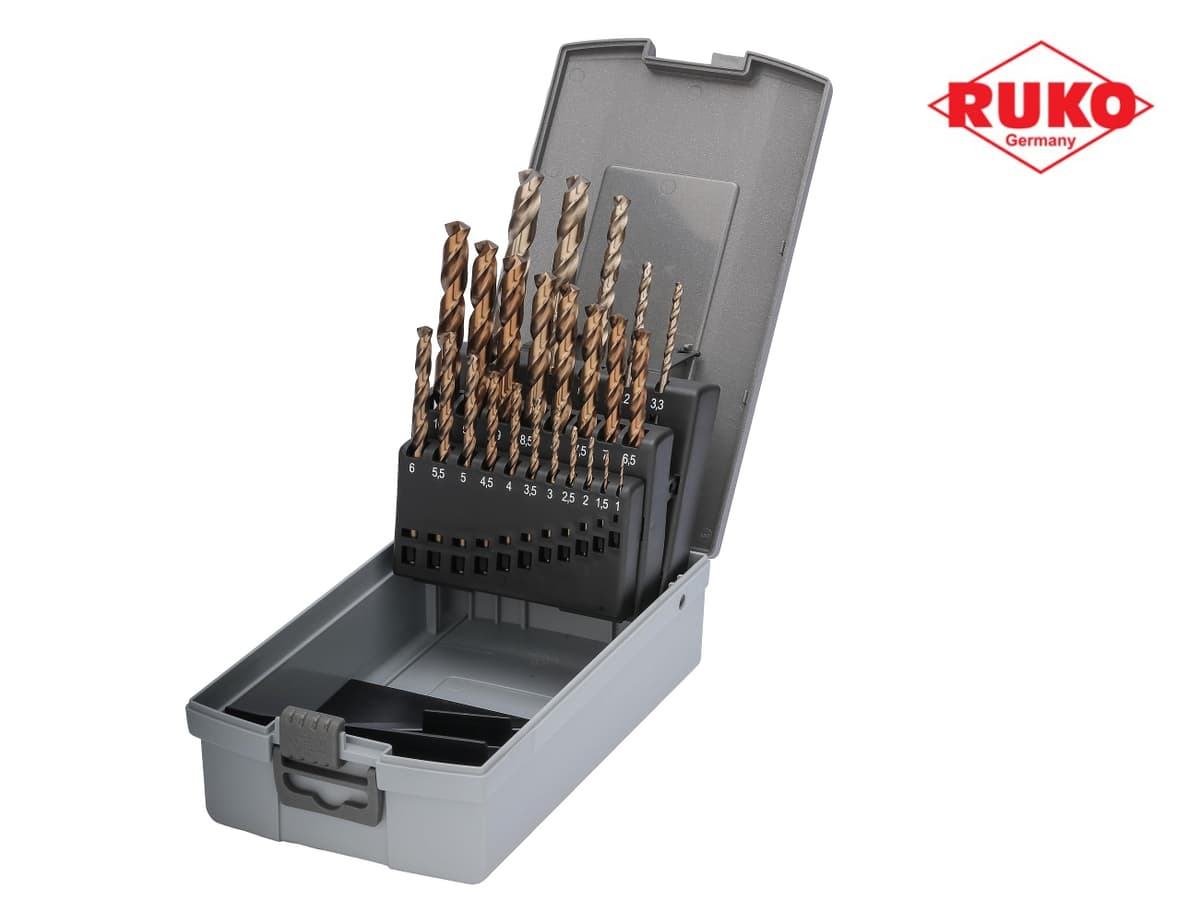 Набор сверл RUKO HSSE-Co5 130° DIN338 1,0-10,5 мм 24 шт 215216RO