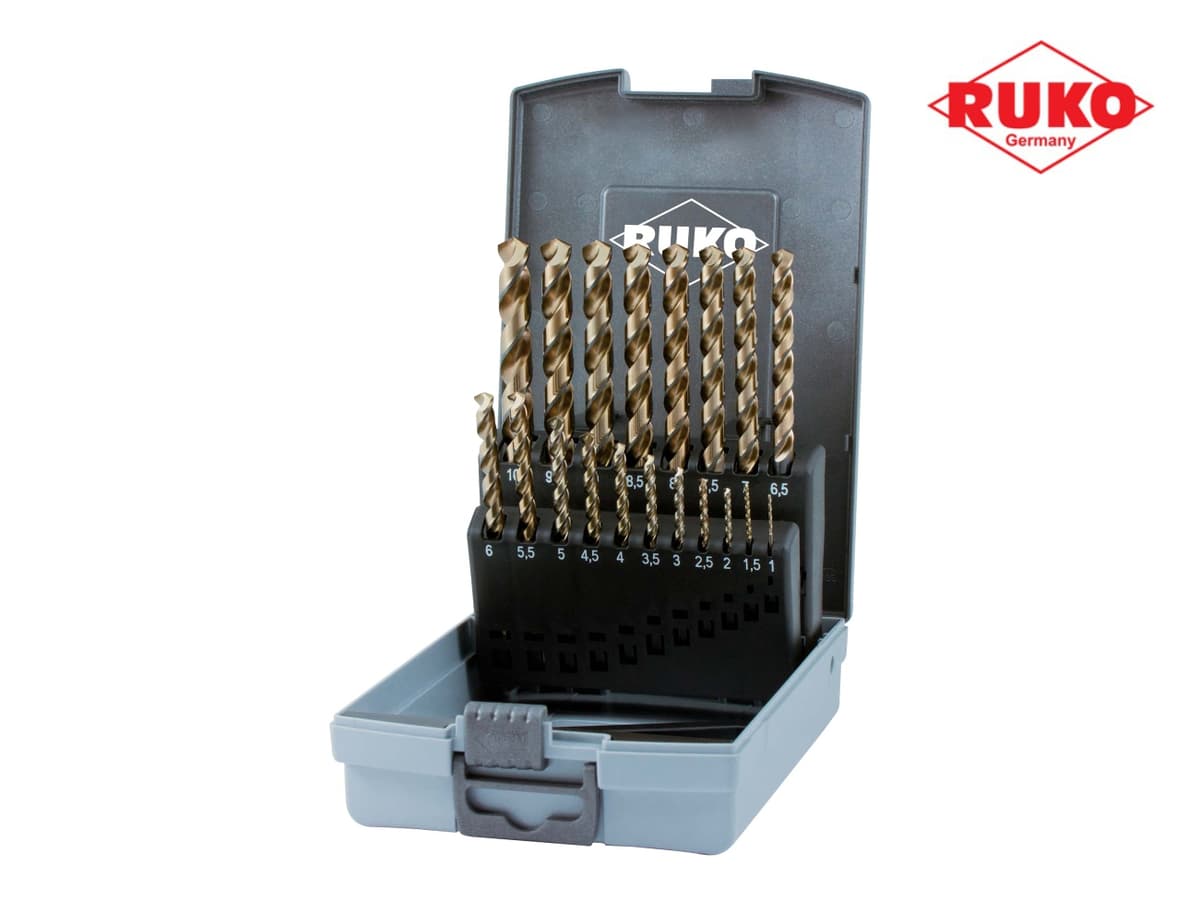 Набор сверл RUKO HSSE-Co5 135° DIN338 1,0-10,0 мм 19 шт 228214RO