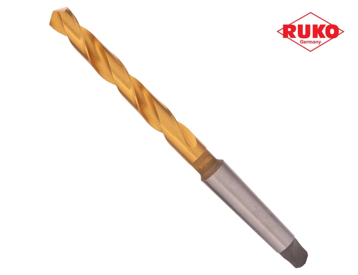 Сверло с коническим хвостовиком RUKO HSSE-Co5 TiN 11,0x175/94 мм DIN345 h8 6xD 118° KM1 204110T