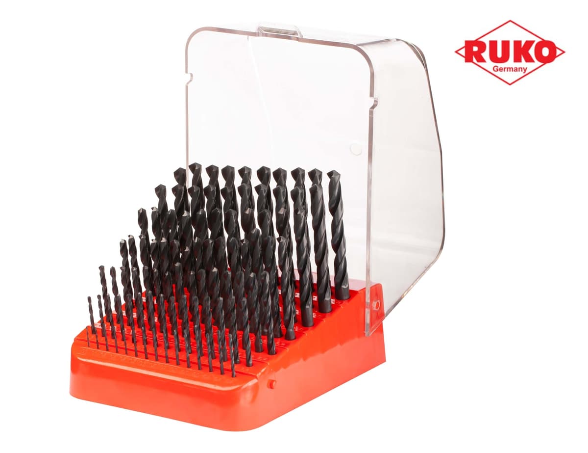 Набор сверл RUKO HSS-R 118° DIN338 1,0-10,0 мм 91 шт 205223