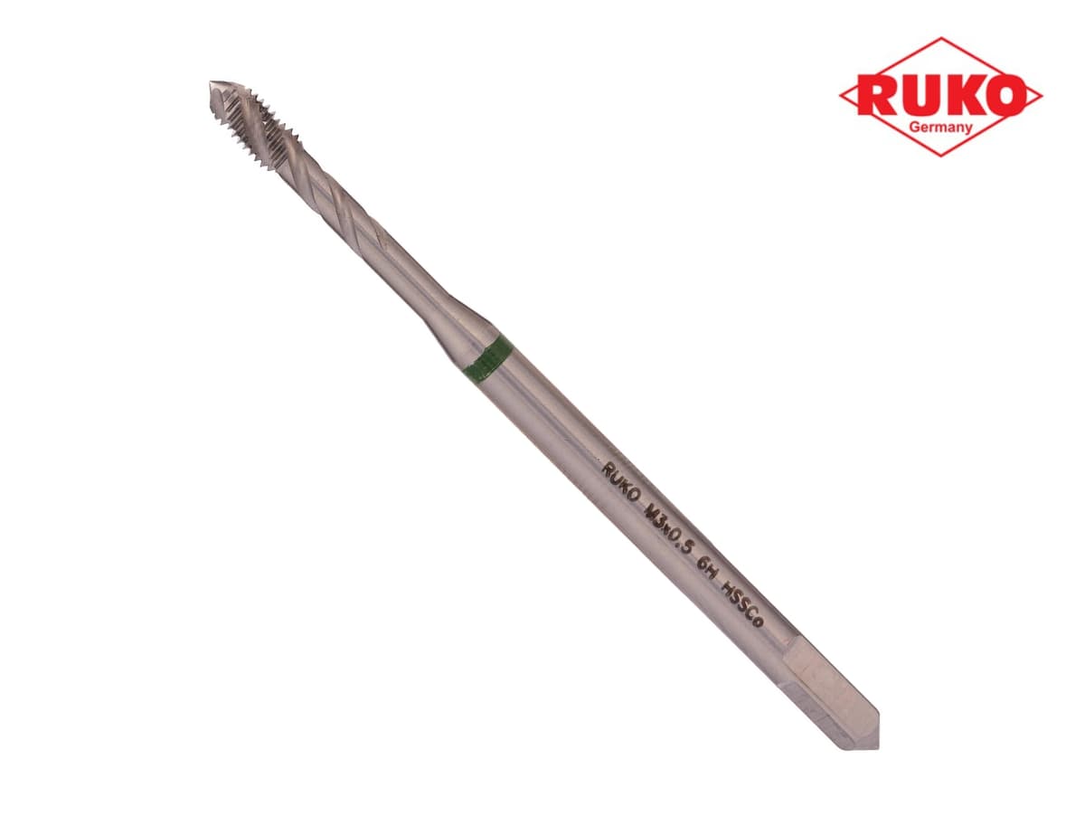 Метчик винтовой машинный RUKO HSSE DIN371 ISO2 6h R35 метрическая резьба М3х0,5 мм 234030E