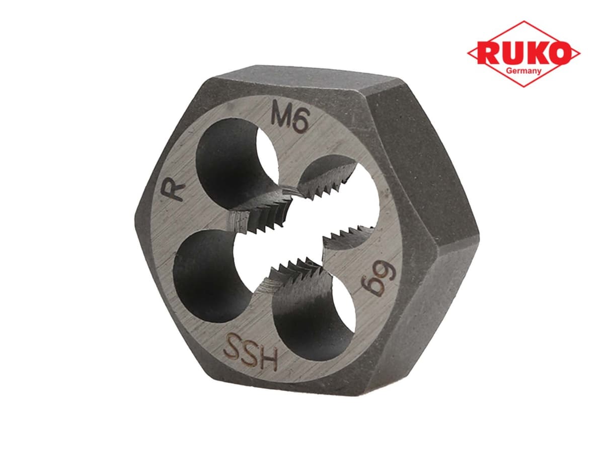 Плашка шестигранная метрическая RUKO М6х1,0 мм HSS DIN 382 6g 18х7 мм 267060