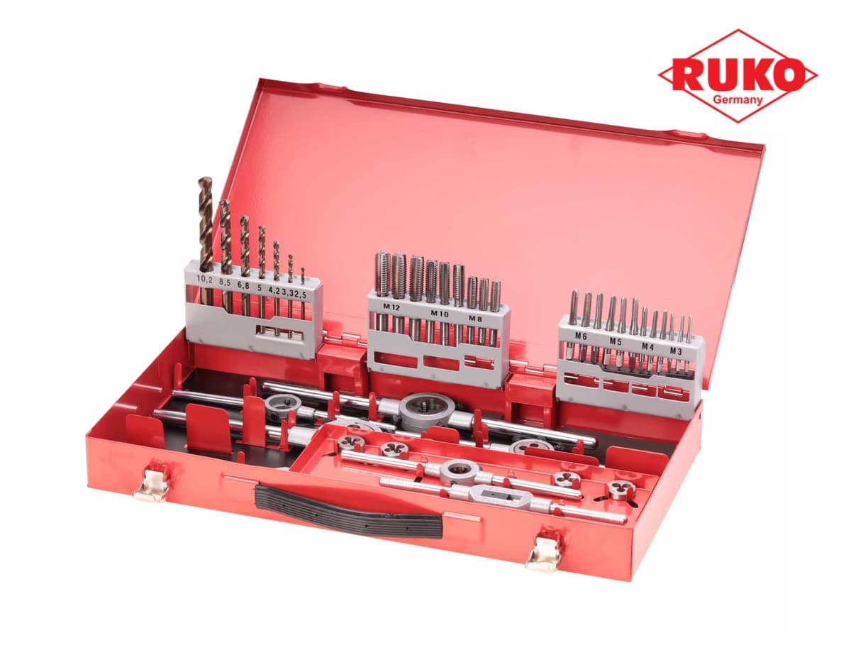 Набор метчиков и плашек RUKO44 предмета HSS-G M3-M12 245030