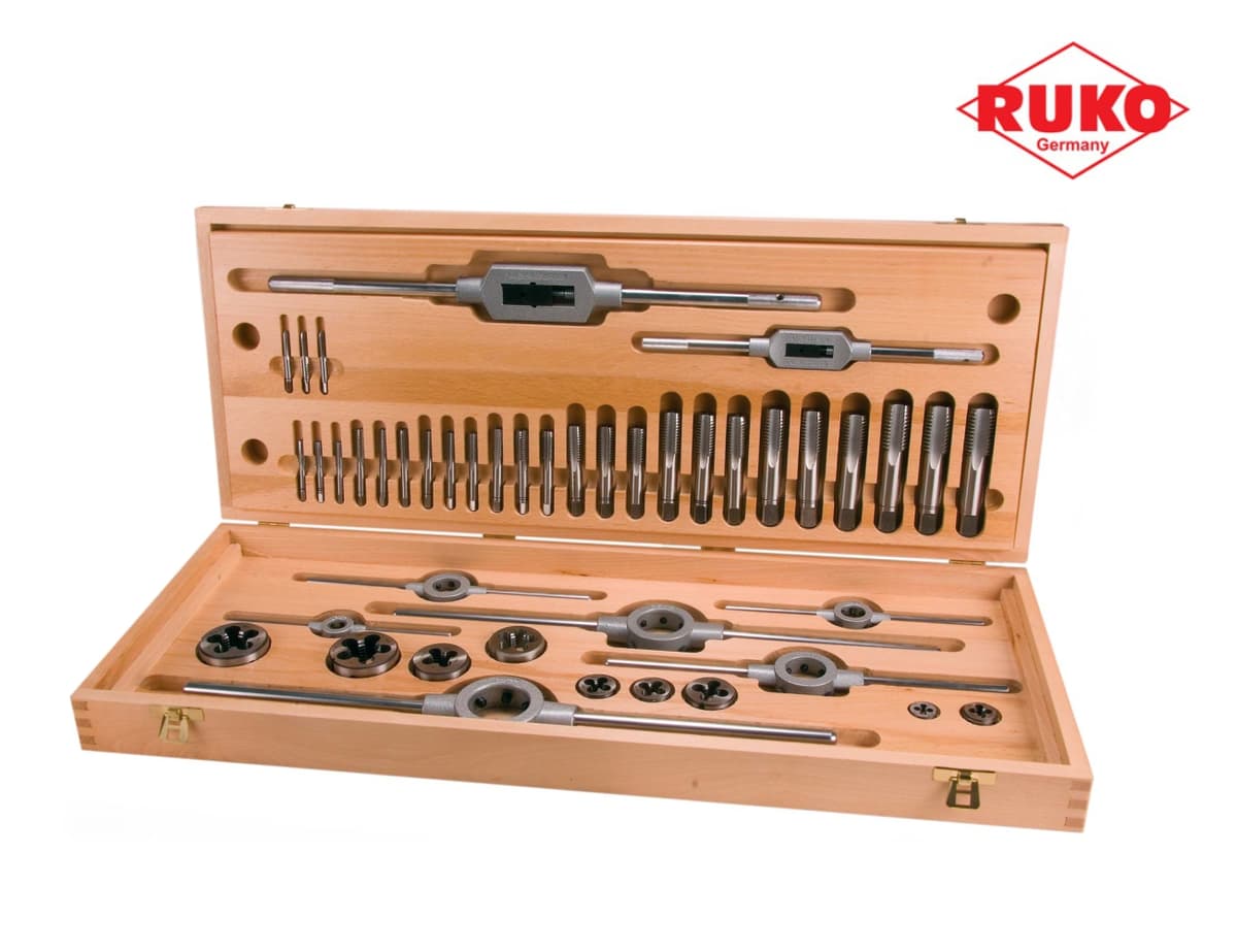 Набор метчиков и плашек RUKO 44 предмета UNC 1/4"-1,0" HSS-G 245072