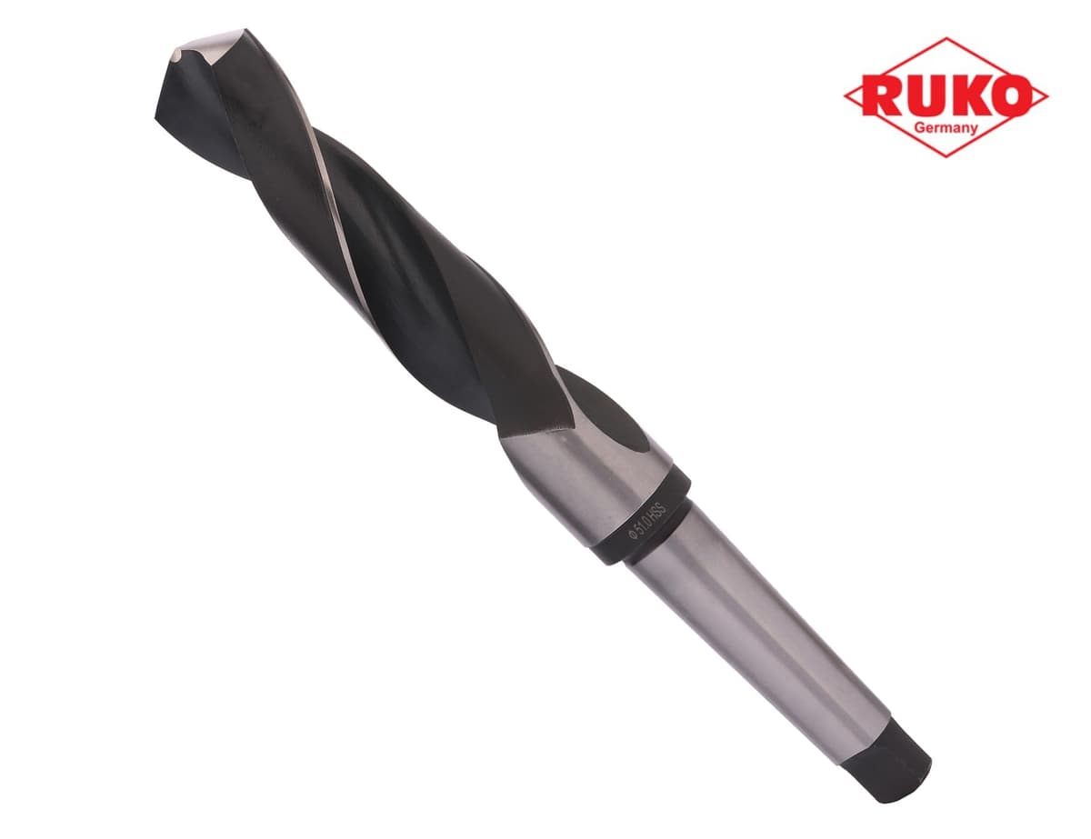 Сверло с коническим хвостовиком RUKO HSS-G 51,0x412/225 мм DIN345 h8 6xD 118° KM5 204510
