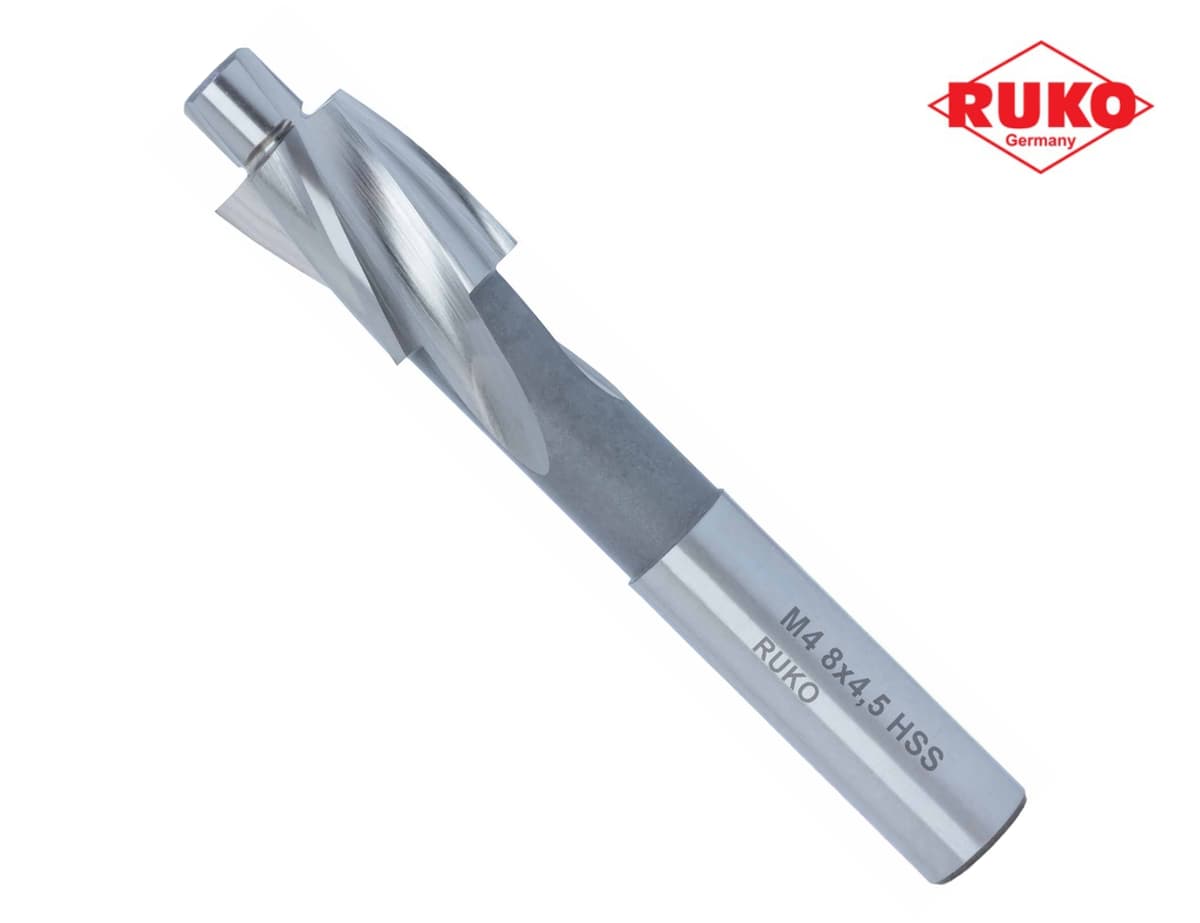 Цековка (проходная средняя) RUKO HSS-G ц/х M4 4,5/8 мм DIN373 180° 102409