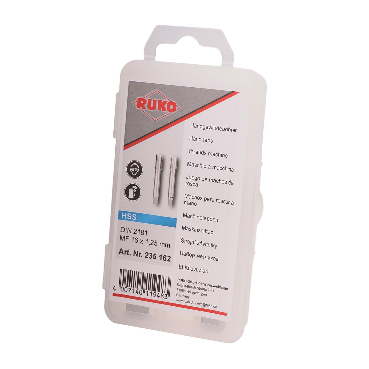 Набор метчиков RUKO HSS-G DIN2181 6h метрическая резьба М16х1,25 мм 2 шт 235162