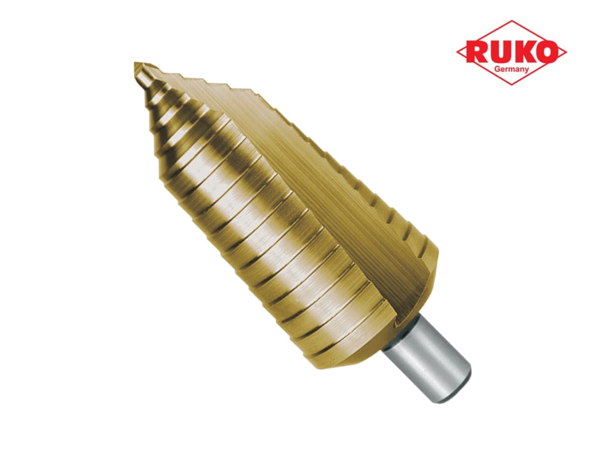Сверло ступенчатое по металлу RUKO HSS-G TiN 6,0-40,0 мм 16 ступ. L=105 мм d=13 мм 101097T