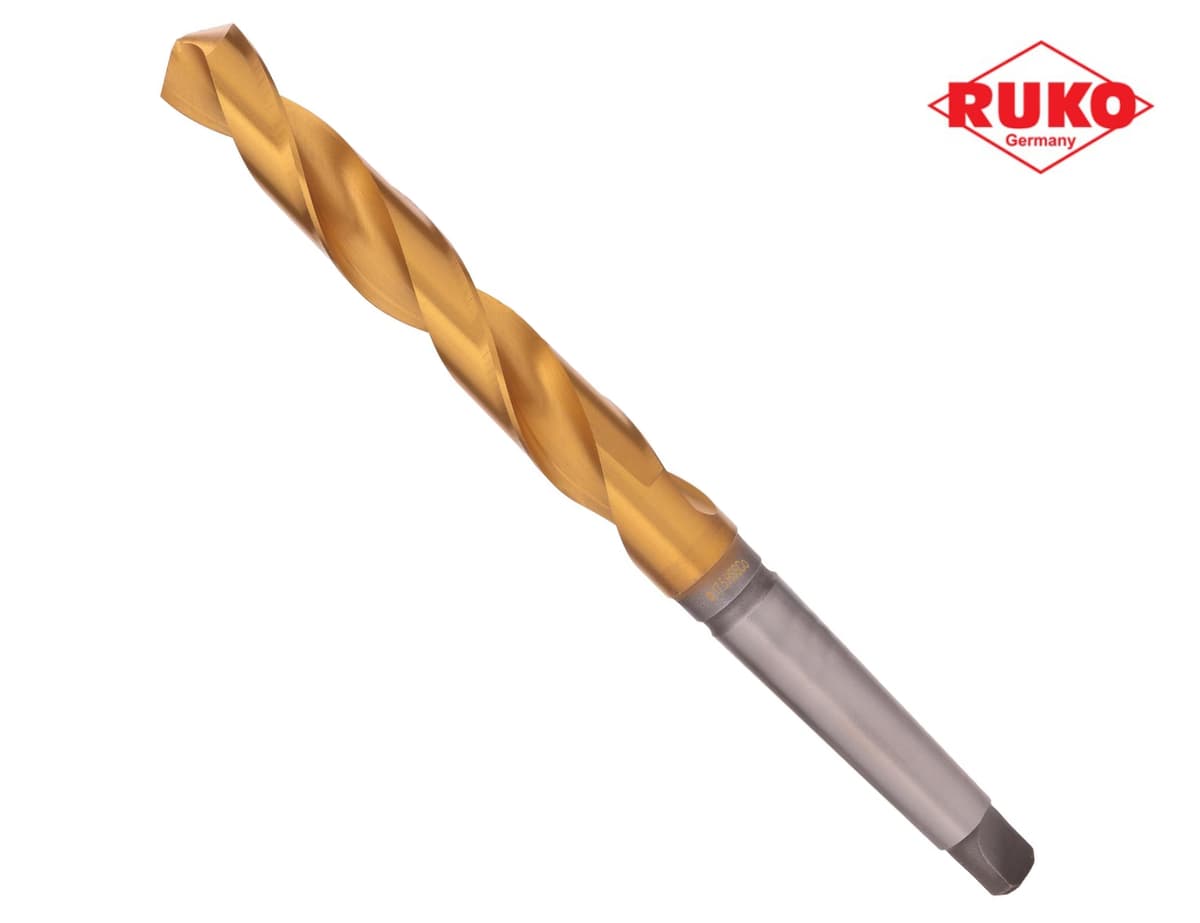 Сверло с коническим хвостовиком RUKO HSSE-Co5 TiN 17,5x228/130 мм DIN345 h8 6xD 118° KM2 204175T