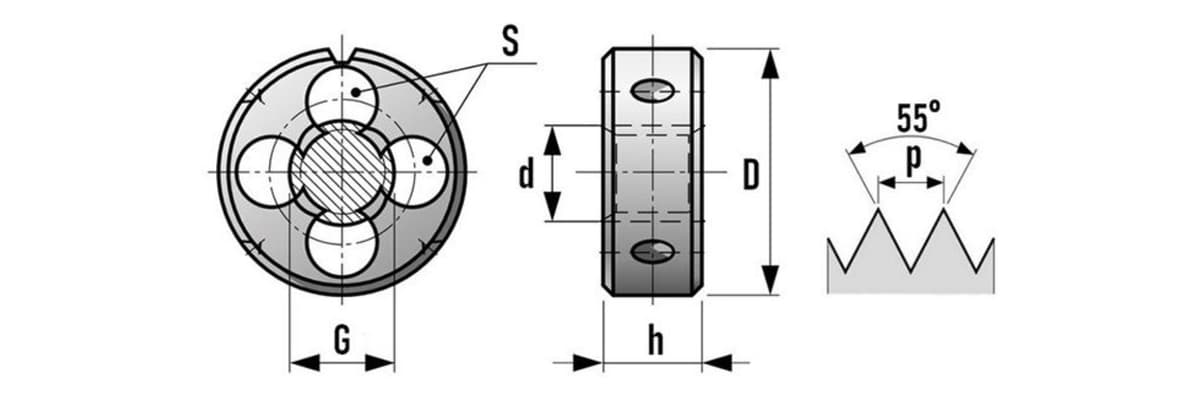 Плашка трубная RUKO G 3/8"-19 HSS DIN EN 24231 A 45x14 мм 240038