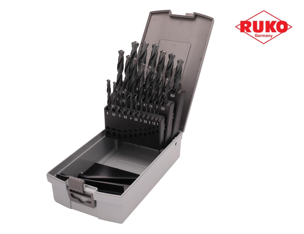 Набор сверл RUKO HSS-R 118° DIN338 1,0-13,0 мм 25 шт 205213RO