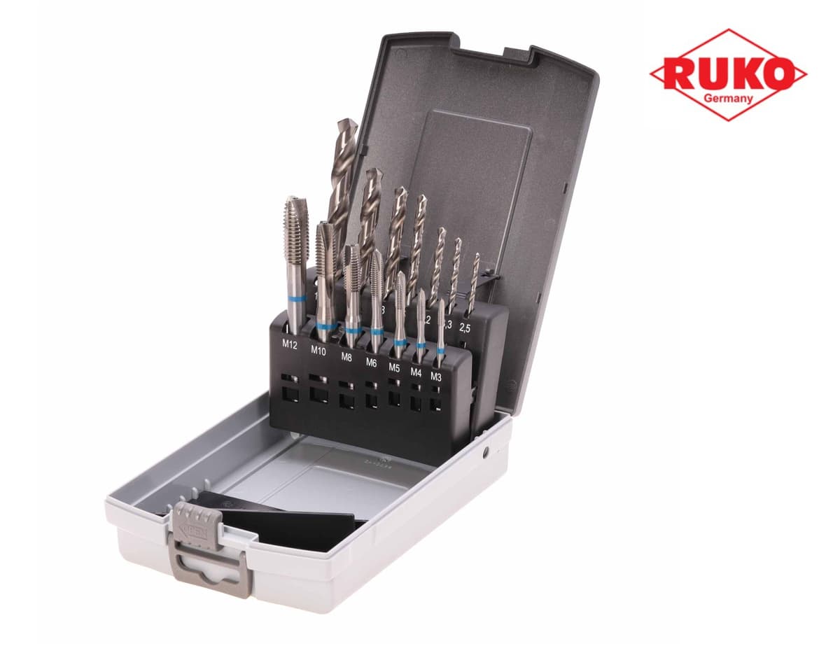 Набор машинных метчиков RUKO 14 предметов M3-M12 HSS-G DIN371/376 245048RO