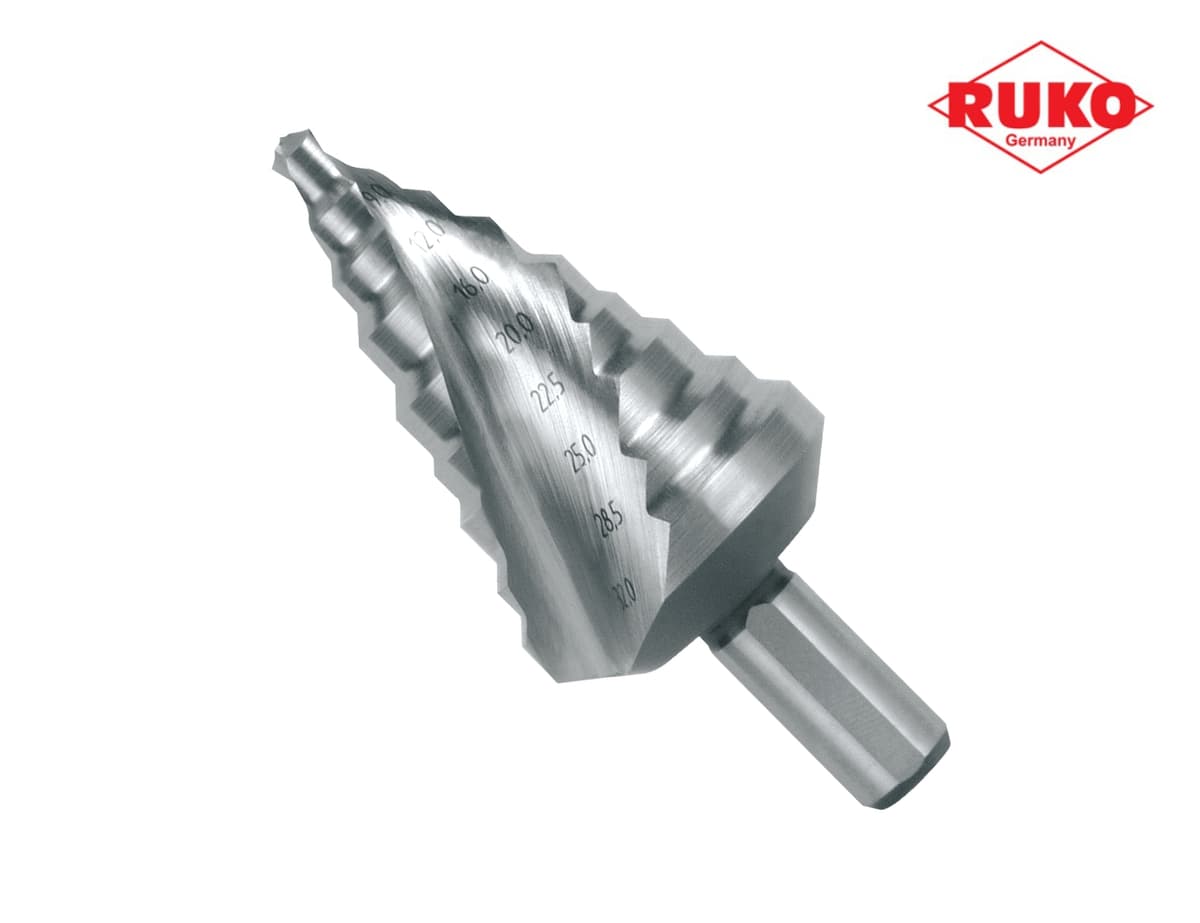 Сверло ступенчатое по металлу RUKO HSS-G 6,0-32,0 мм 9 ступ. L=76 мм d=9 мм 101096