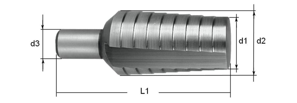 Сверло ступенчатое без острия RUKO HSS-G 20,0-30,0 мм 11 ступ. L=78 мм d=10 мм 101362