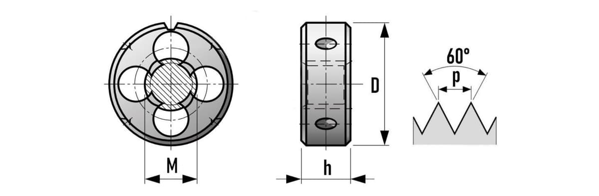 Плашка левая метрическая RUKO М20х2,5 мм HSS DIN EN 22568 6g 45х18 мм 237200LI