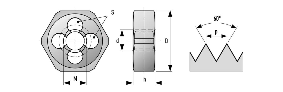 Плашка шестигранная метрическая RUKO М6х1,0 мм HSS DIN 382 6g 18х7 мм 267060