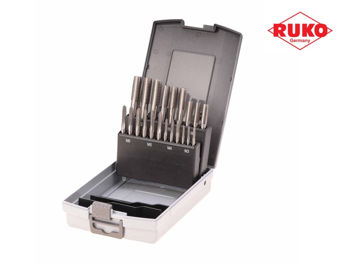 Набор комплектных метчиков RUKO 21 предмет M3-M12 HSS-G DIN352 245001RO