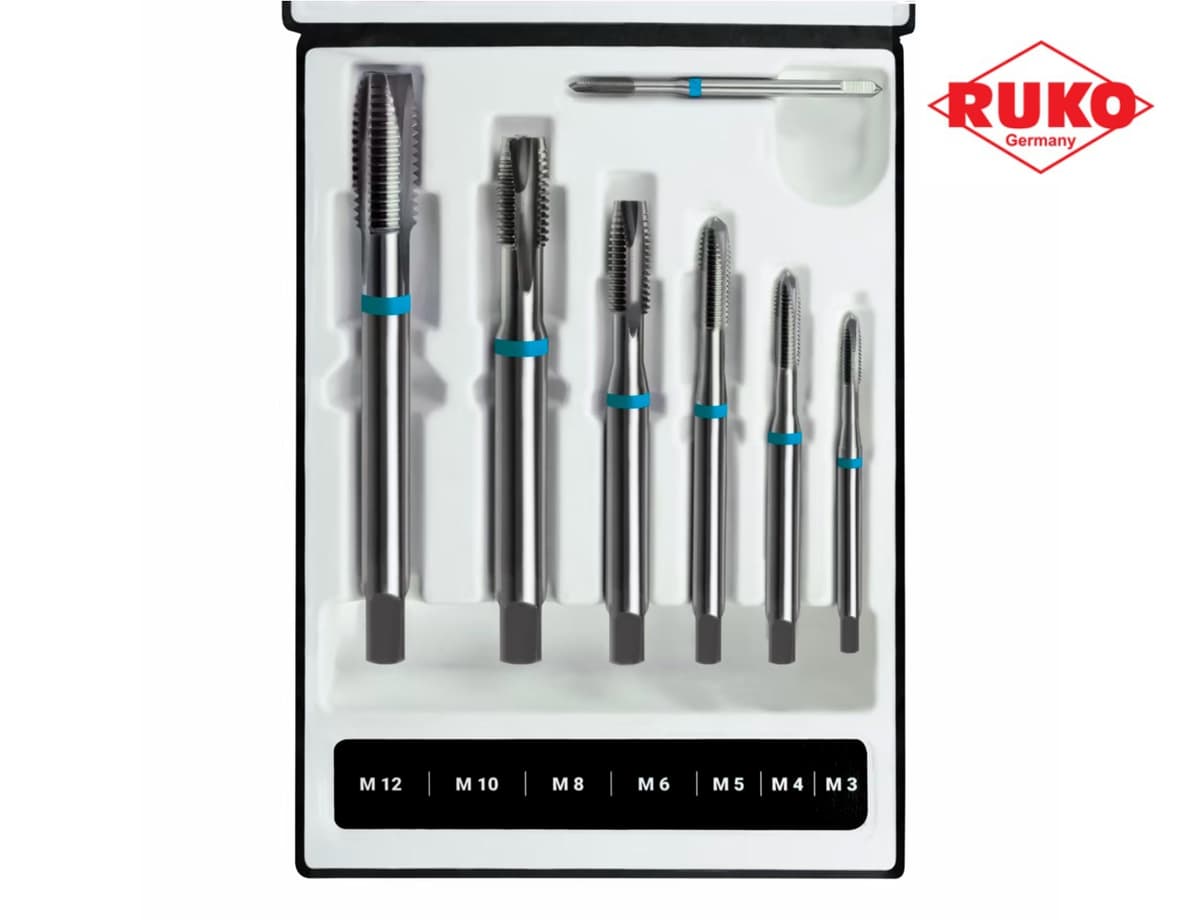 Набор машинных метчиков RUKO 7 предметов M3-M12 HSS-G DIN371/376 245057RK