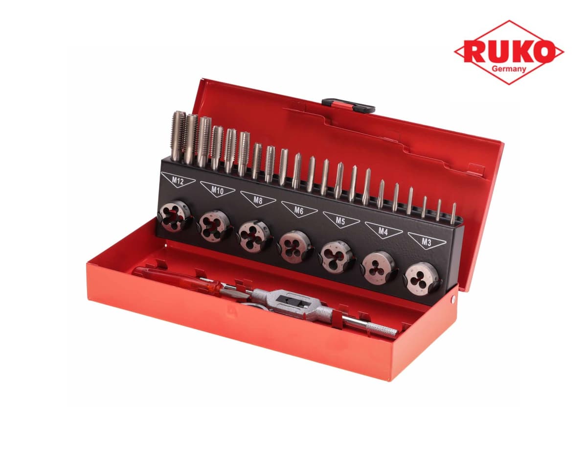 Набор метчиков и плашек RUKO 31 предмет HSS-G M3-M12 245010