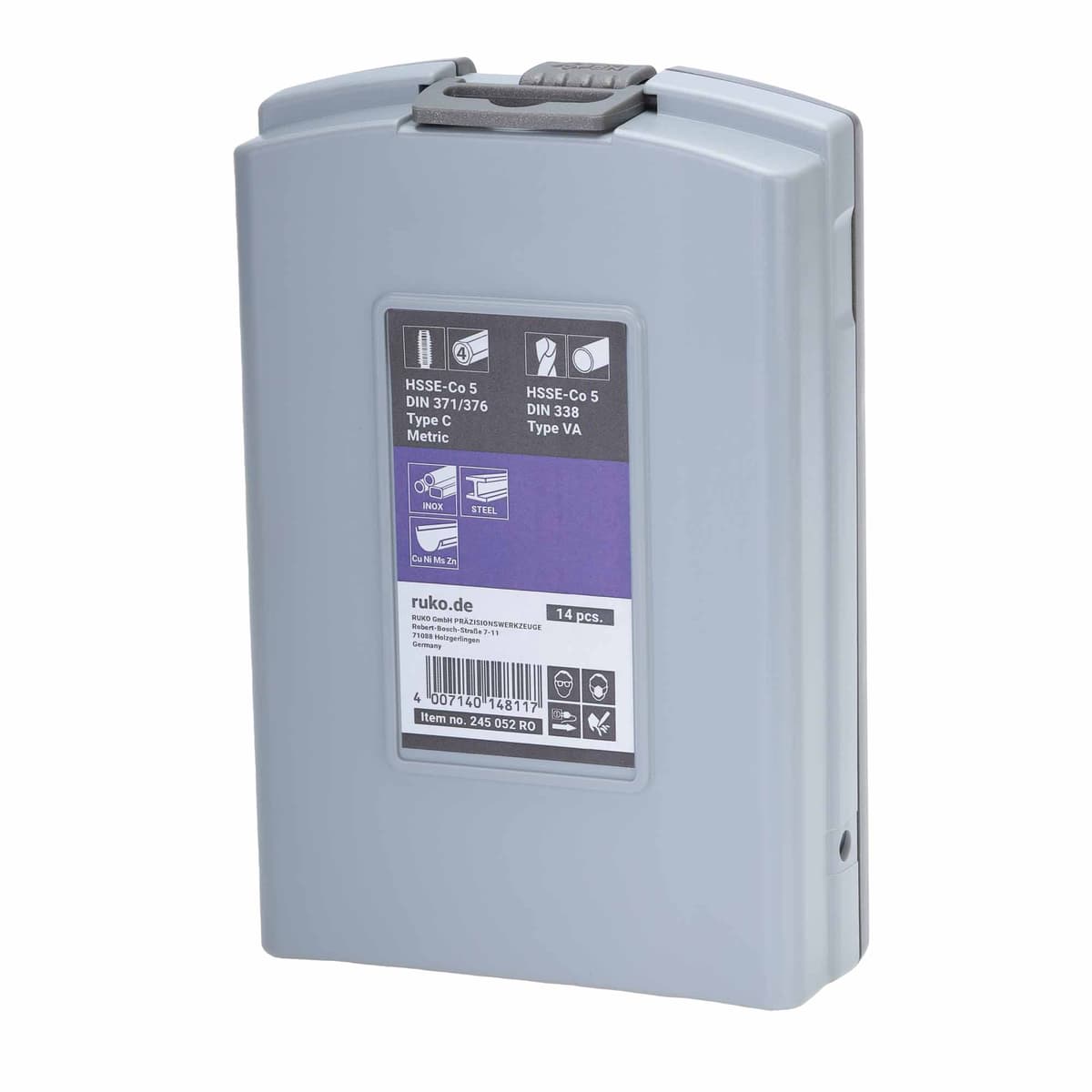 Набор винтовых машинных метчиков RUKO 14 предметов M3-M12 HSSE DIN371/376 245052RO