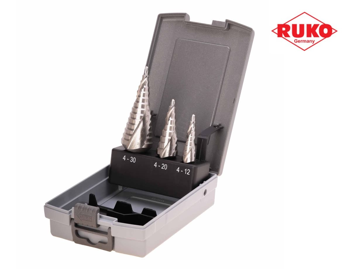 Набор ступенчатых сверл RUKO NextGeneration HSSE-Co5 4-12/4-20/4-30 мм 3 шт 101026ERO