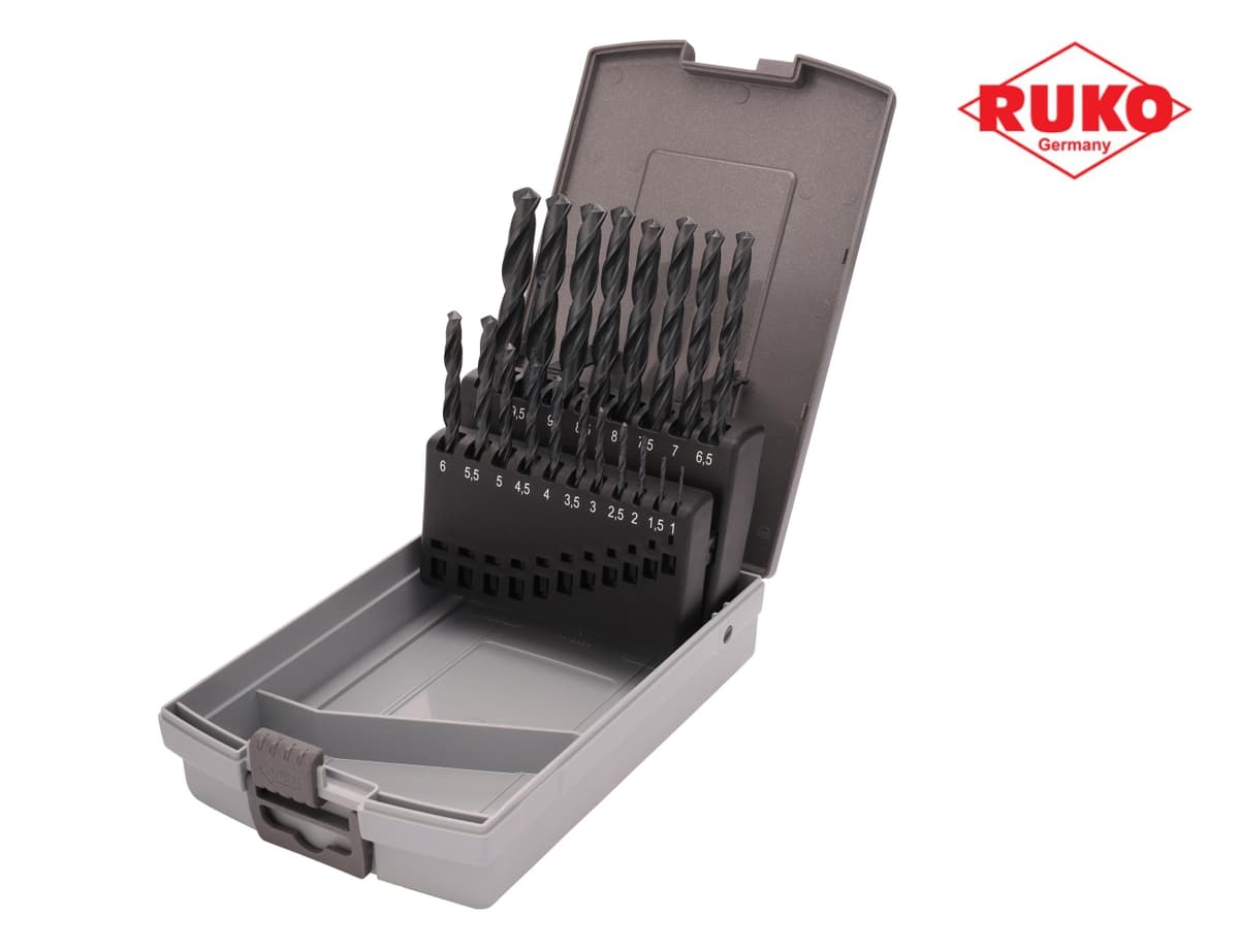 Набор сверл RUKO HSS-R 118° DIN338 1,0-10,0 мм 19 шт 205212RO