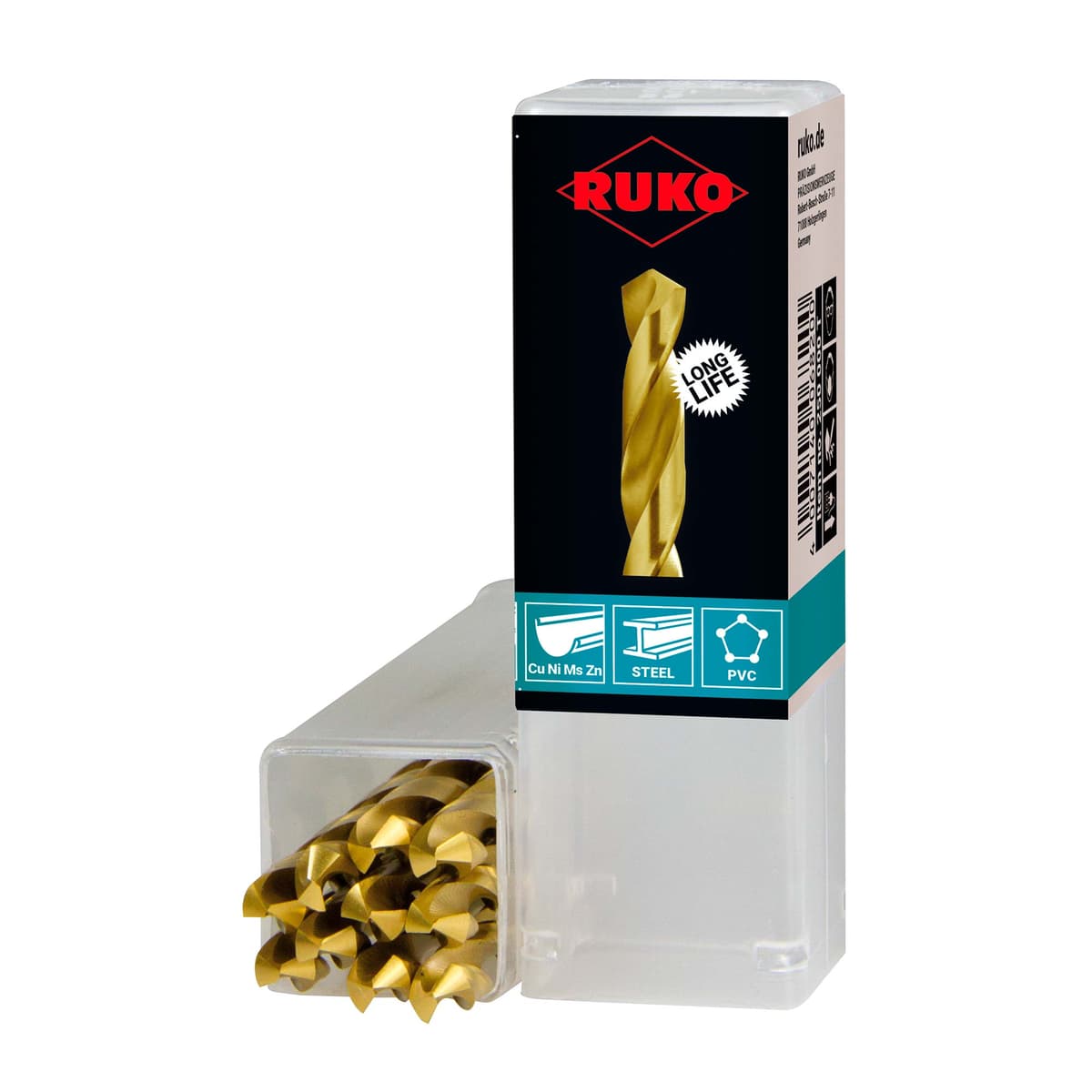 Сверло по металлу RUKO HSS-G TiN 4,8x86/52 мм DIN338 h8 5xD 118° 250048T