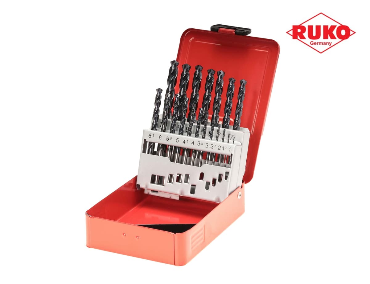Набор сверл RUKO HSSE-Co8 TiALN 130° DIN338 1,0-10,0 мм 19 шт 281214EF