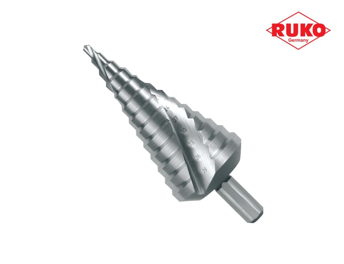 Сверло ступенчатое по металлу RUKO HSS-G 4-39 мм 13 ступ. L=107 мм d=10 мм 101056