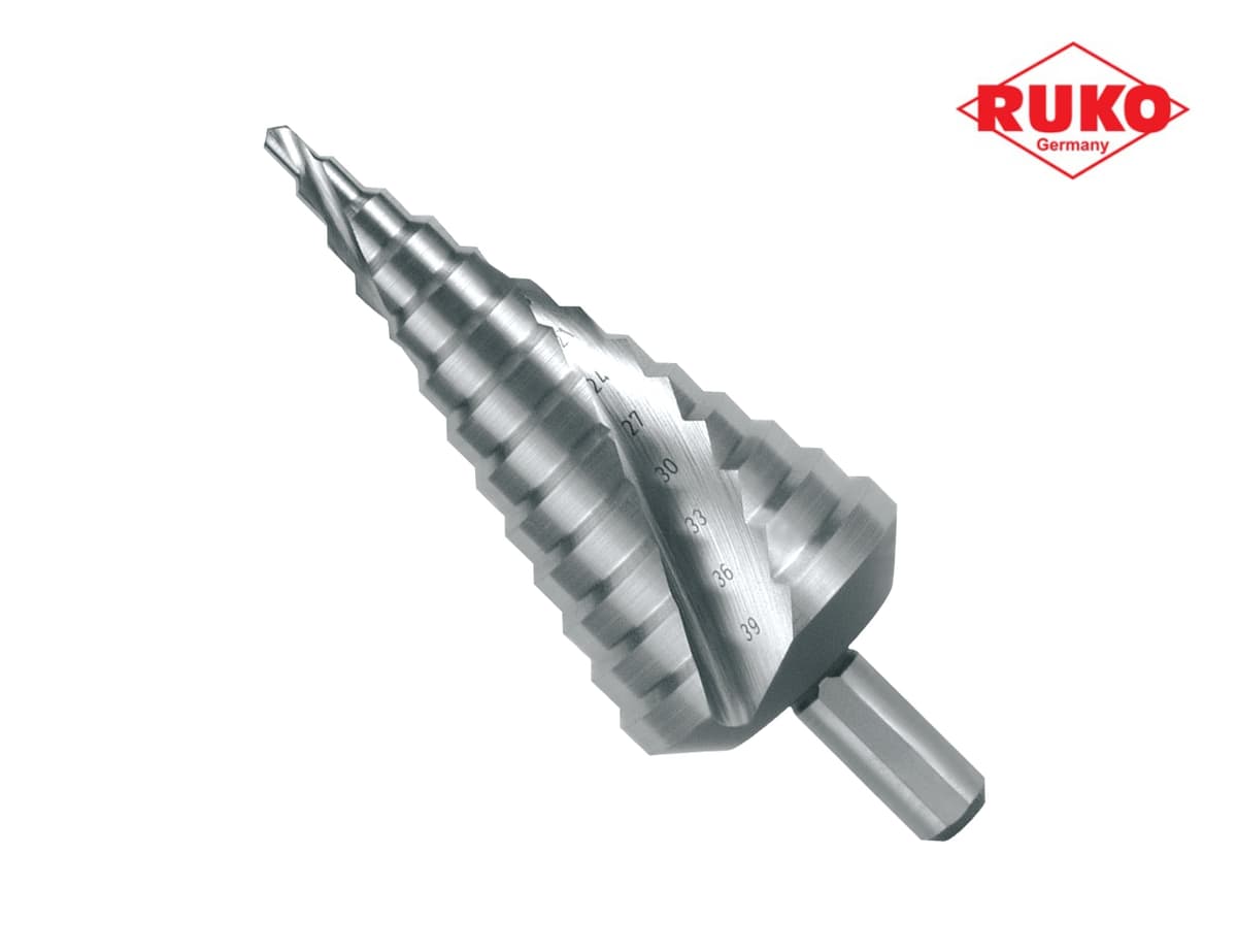 Сверло ступенчатое по металлу RUKO HSSE-Co5 VA 4,0-39,0 мм 13 ступ. L=107 мм d=10 мм 101056E
