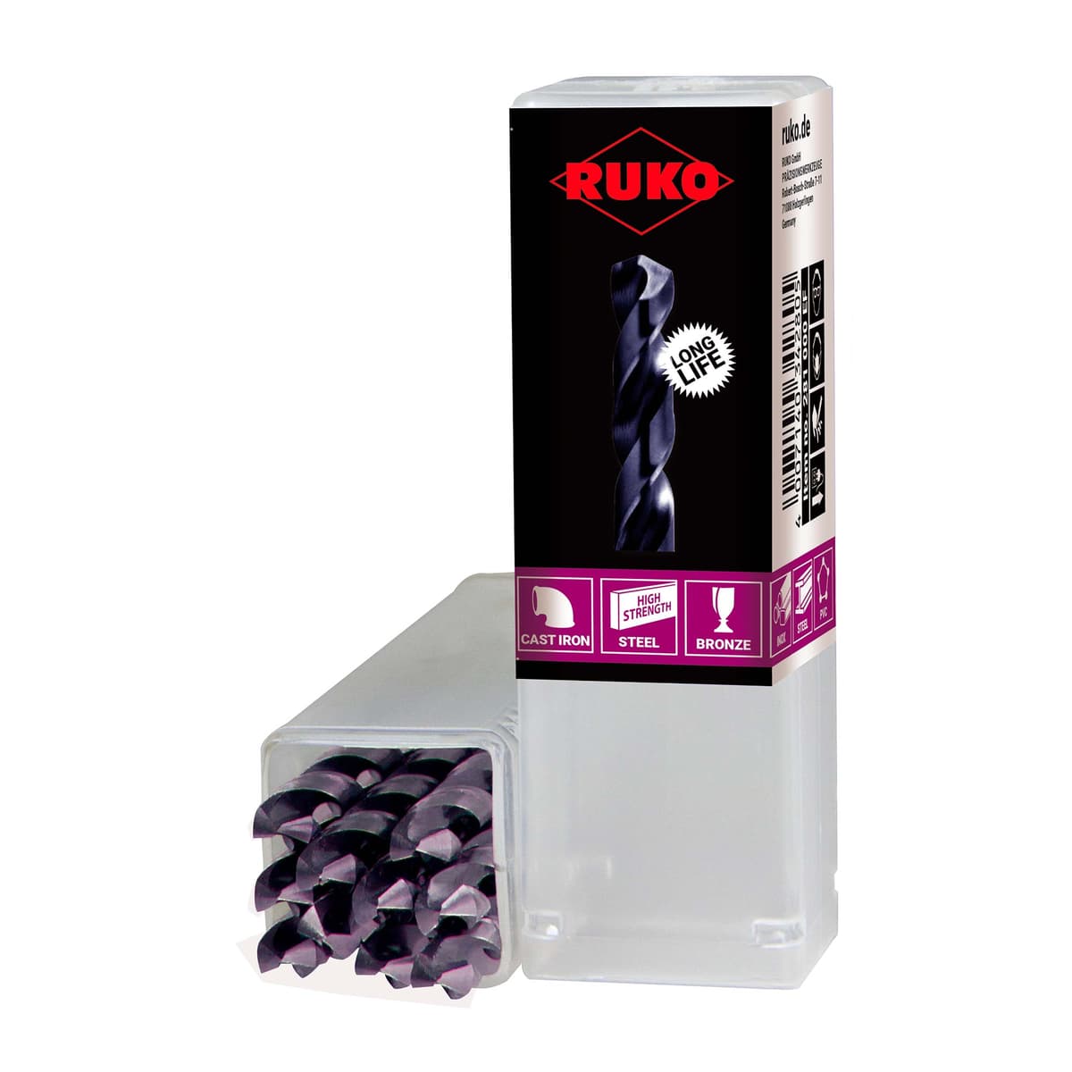 Сверло по металлу RUKO HSSE-Co8 TiALN 3,2x65/36 мм DIN338 h8 5xD 130° 281032EF