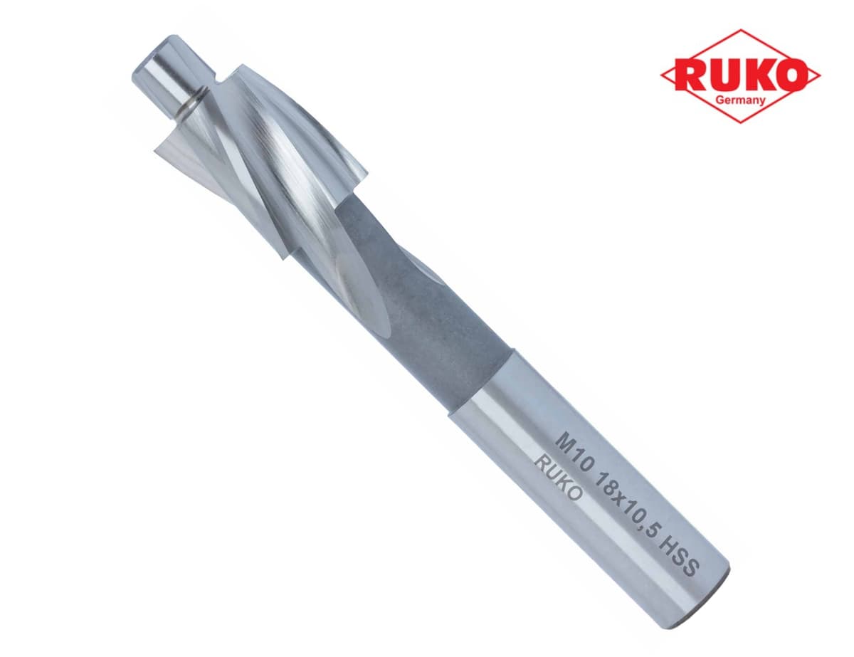 Цековка (проходная чистовая) RUKO HSS-G ц/х M10 10,5/18 мм DIN373 180° 102406