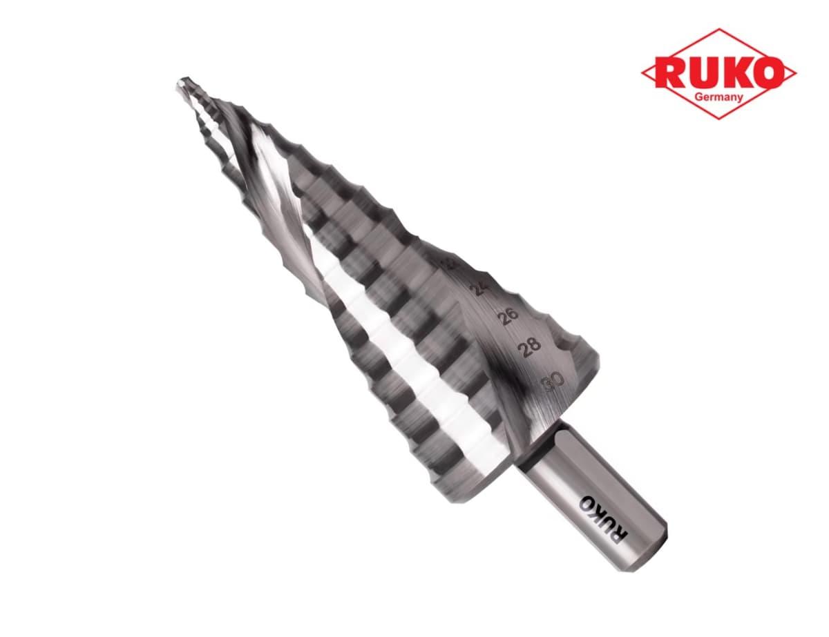 Сверло ступенчатое по металлу RUKO UltimateCUT FlowStep HSS-G 8,0-30,0 мм 12 ступ. L=94,5 мм d=10 мм 101652