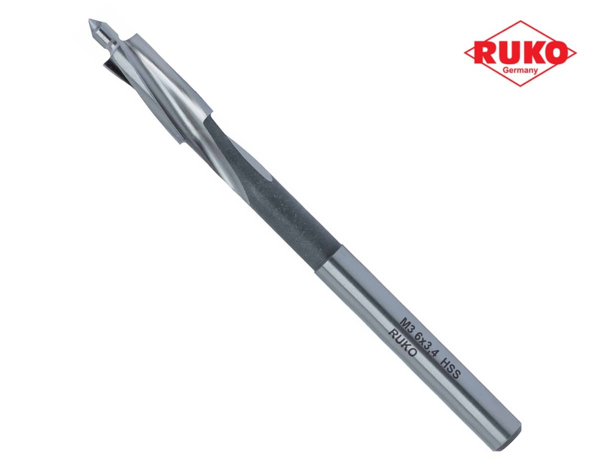 Цековка (проходная средняя) RUKO HSS-G ц/х M3 3,4/6 мм DIN373 180° 102408