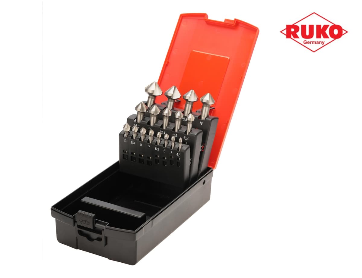 Набор зенковок RUKO 90° 4,3-25 мм DIN335C HSS-G 3z 17 шт 102155RO