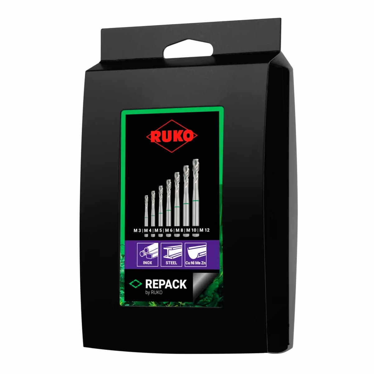 Набор винтовых машинных метчиков RUKO 7 предметов M3-M12 HSSE DIN371/376 245062RK