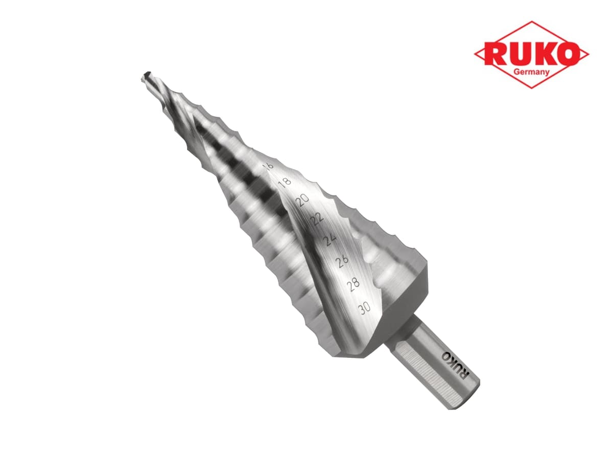 Сверло ступенчатое по металлу RUKO HSS-G 4-30 мм 14 ступ. L=100 мм d=10 мм 101052
