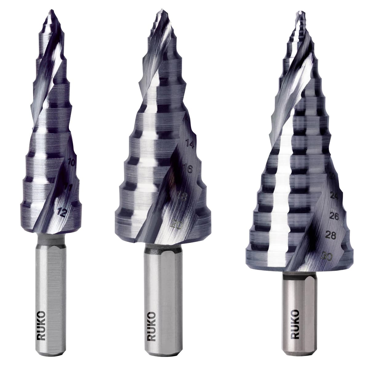 Набор ступенчатых сверл RUKO UltimateCUT HSS-G RUnaTEC 5-12/6-20/8-30 мм 3 шт 101626PRO