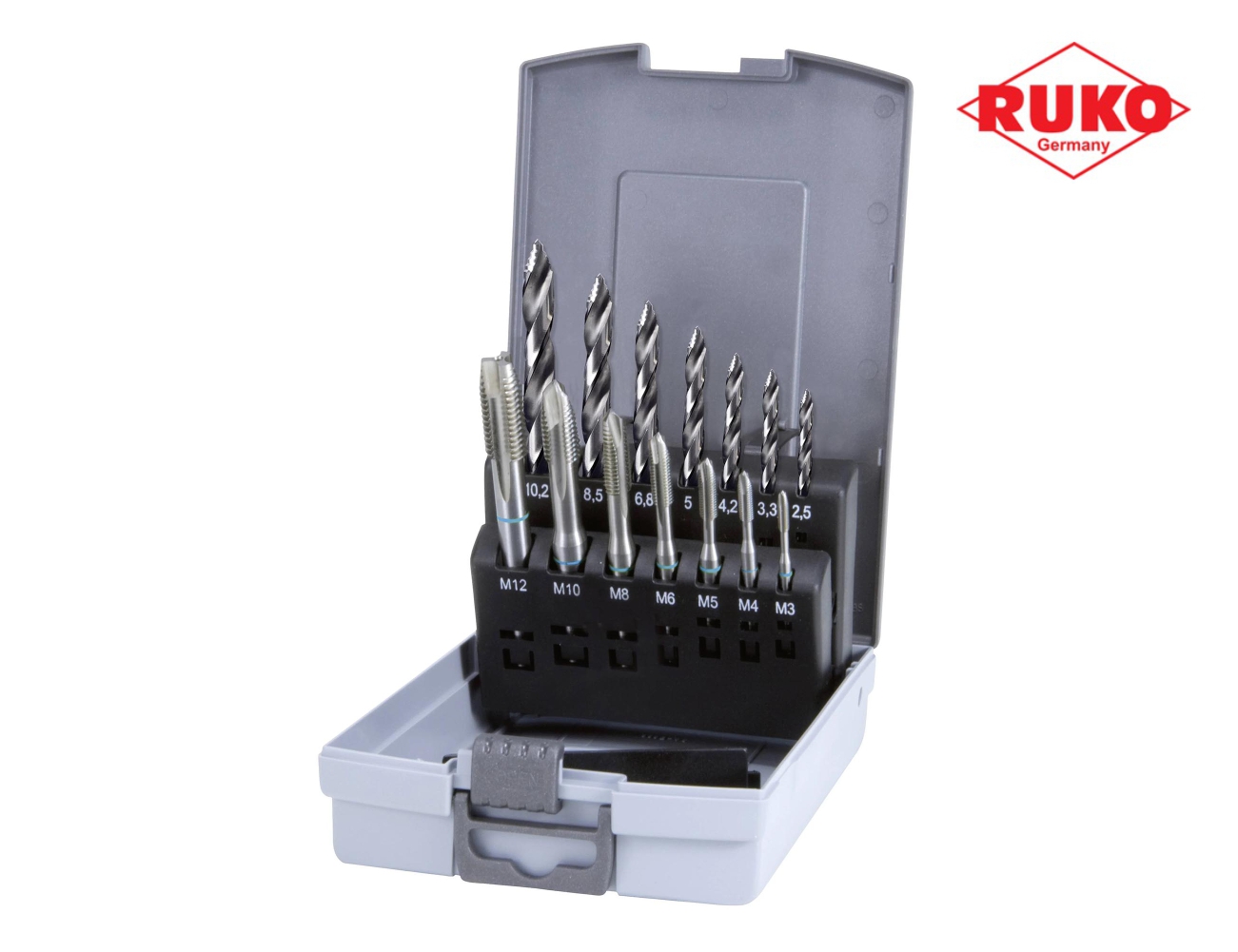 Набор машинных метчиков RUKO 14 предметов M3-M12 HSS-G DIN371/376 259048RO